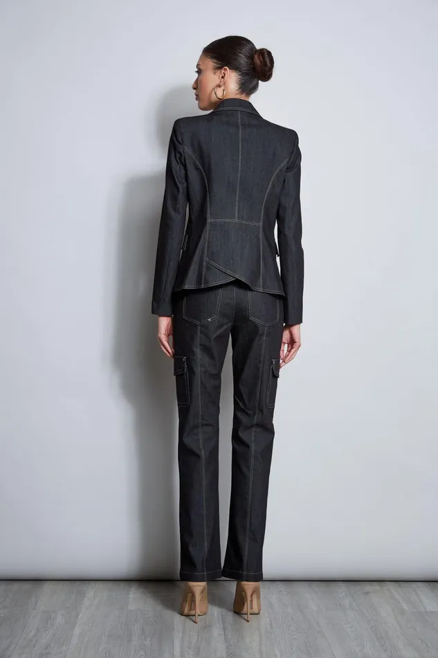 Elie Tahari Suiting Denim 3 Button Blazer Black 8211 Women