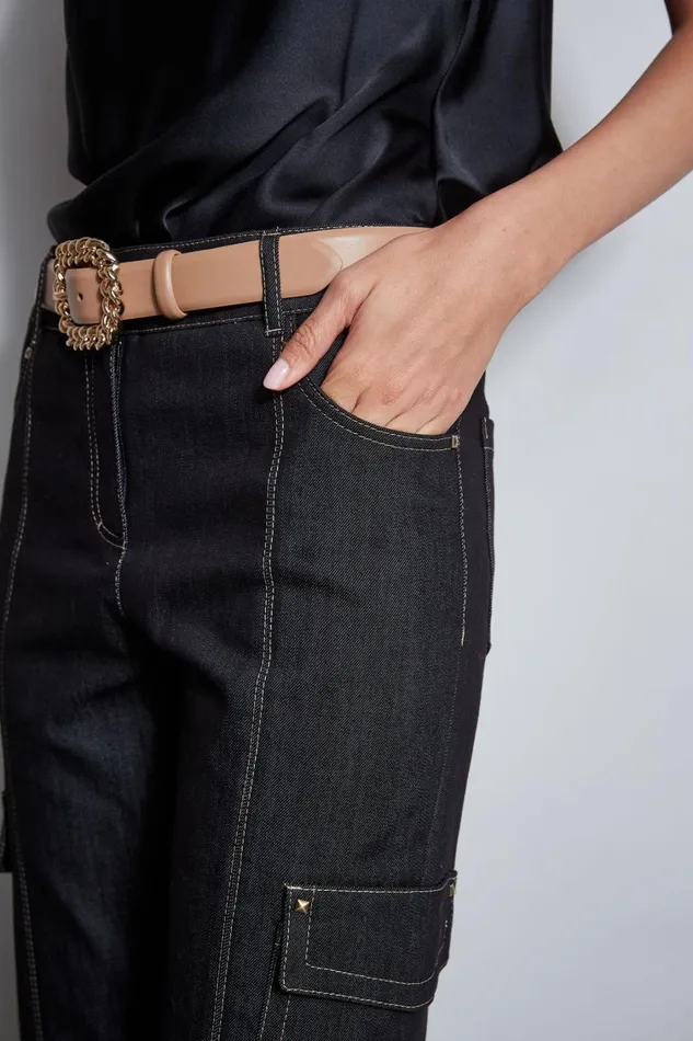 Elie Tahari Suiting Denim Cargo Pant Black 8211 Women