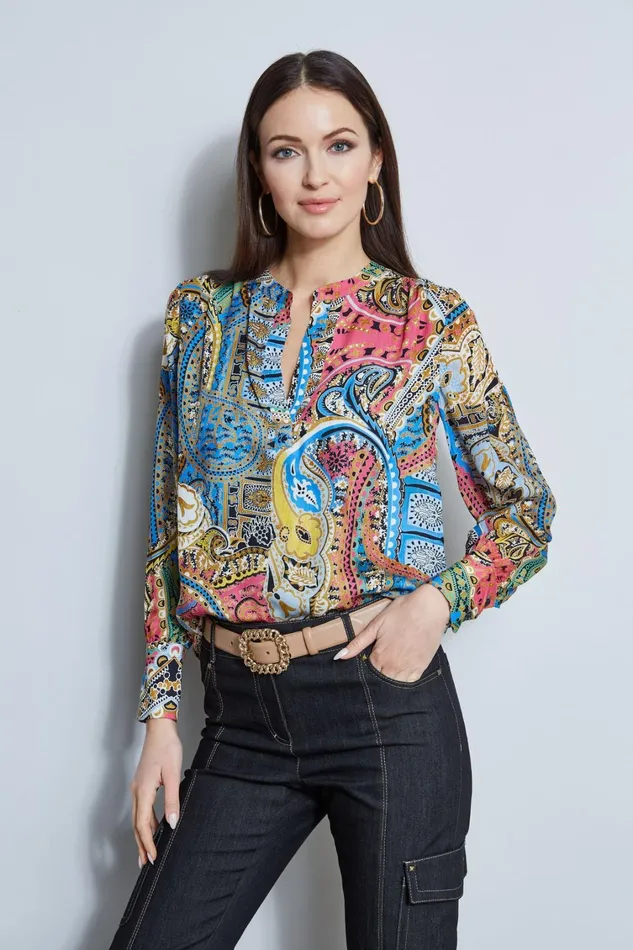 Elie Tahari Tops Calypso Print Shirt Calypso 8211 Women