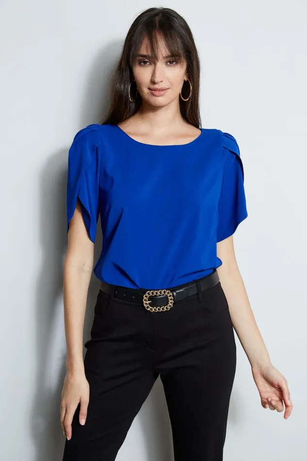 Elie Tahari Tops Pleat Sleeve Shirt Klein Blue 8211 Women