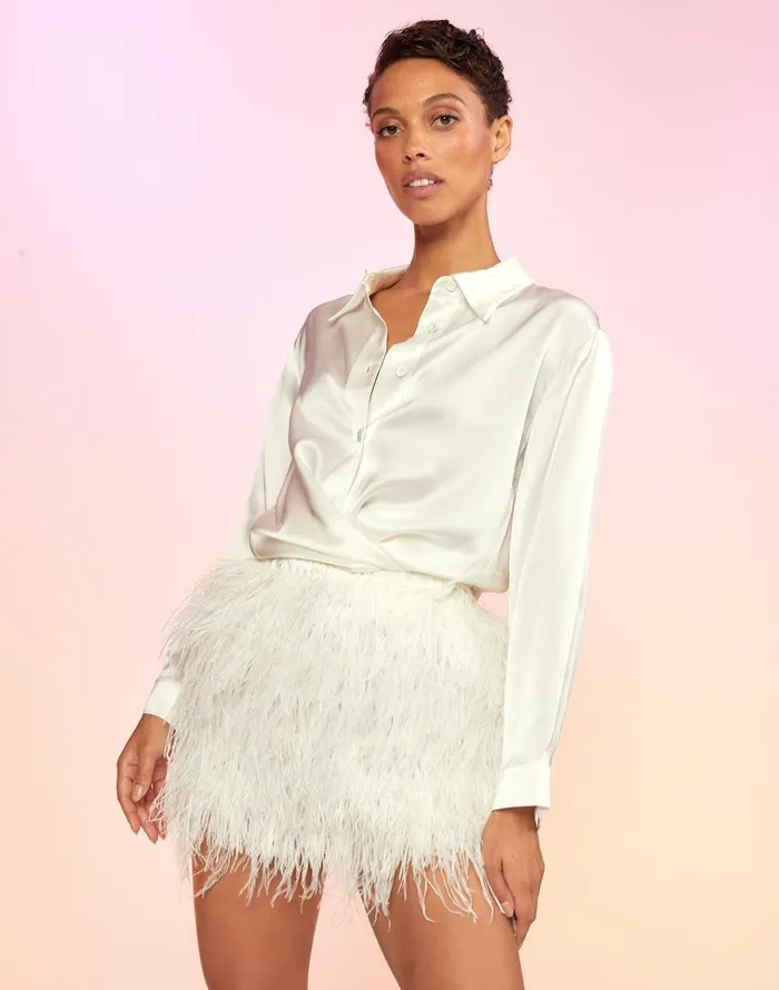 Feather Skirt 8211 White Women Cynthia Rowley Bottoms