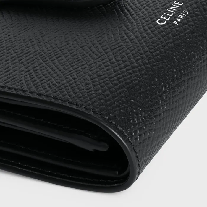 Fine Strap Wallet In Grained Calfskin Black Men CELINE WALLETS Fine Strap Wallet In Grained Calfskin Black Men CELINE WALLETS