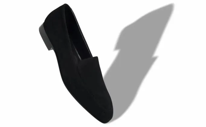 Flats Women Manolo Blahnik PITAKABlack Suede Loafers