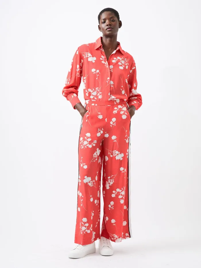 French Connection Alessandra Eco Delphine Wide Leg Trousers Cayenne RedWhiteBlack Stripe Woman Trousers French Connection Alessandra Eco Delphine Wide Leg Trousers Cayenne RedWhiteBlack Stripe Woman Trousers
