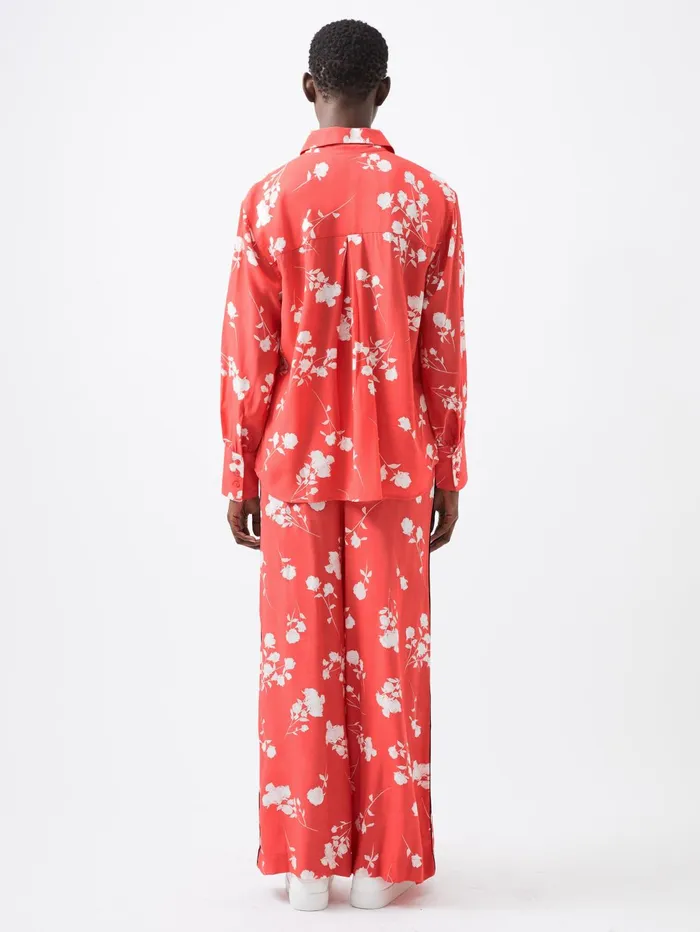 French Connection Alessandra Eco Delphine Wide Leg Trousers Cayenne RedWhiteBlack Stripe Woman Trousers