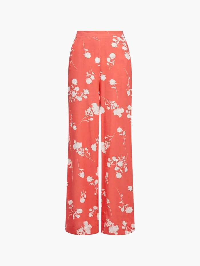 French Connection Alessandra Eco Delphine Wide Leg Trousers Cayenne RedWhiteBlack Stripe Woman Trousers