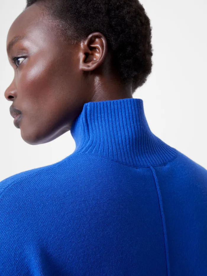 French Connection Babysoft Roll Neck Seam Mini Dress Cobalt Woman Jumpers and Cardigans