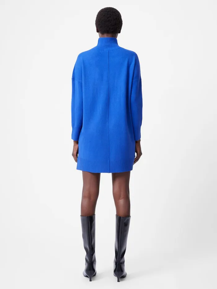 French Connection Babysoft Roll Neck Seam Mini Dress Cobalt Woman Jumpers and Cardigans