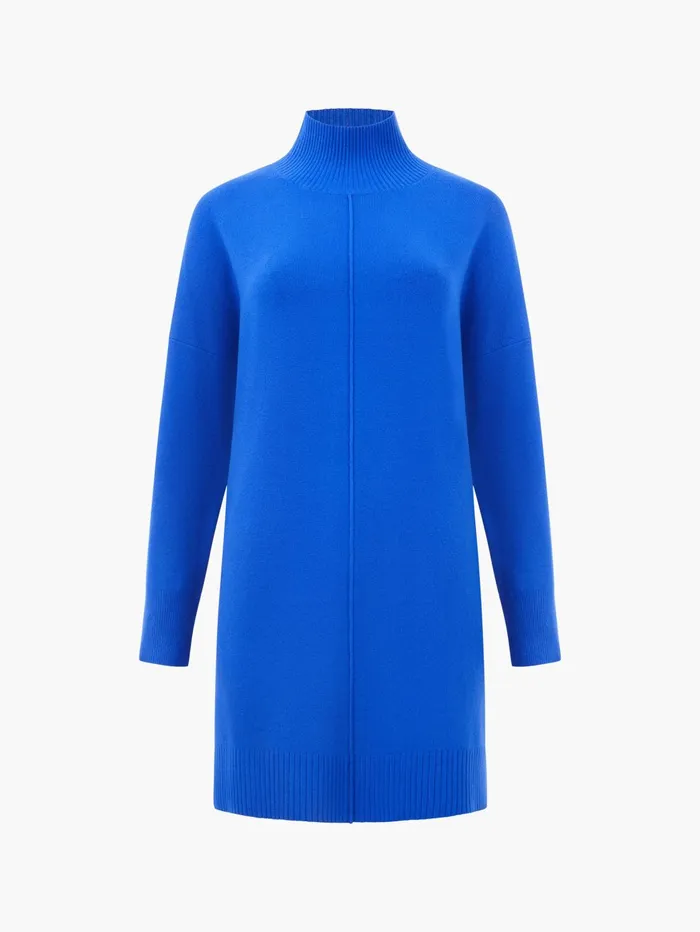 French Connection Babysoft Roll Neck Seam Mini Dress Cobalt Woman Jumpers and Cardigans