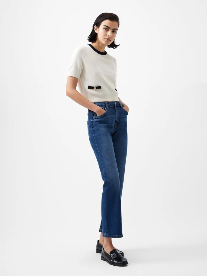 French Connection Babysoft Short Sleeve Top Classic CreamMarine Woman Jumpers and Cardigans