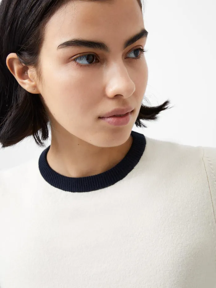 French Connection Babysoft Short Sleeve Top Classic CreamMarine Woman Jumpers and Cardigans