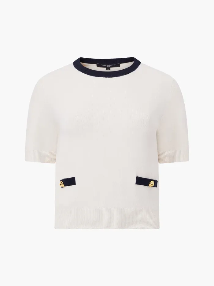 French Connection Babysoft Short Sleeve Top Classic CreamMarine Woman Jumpers and Cardigans