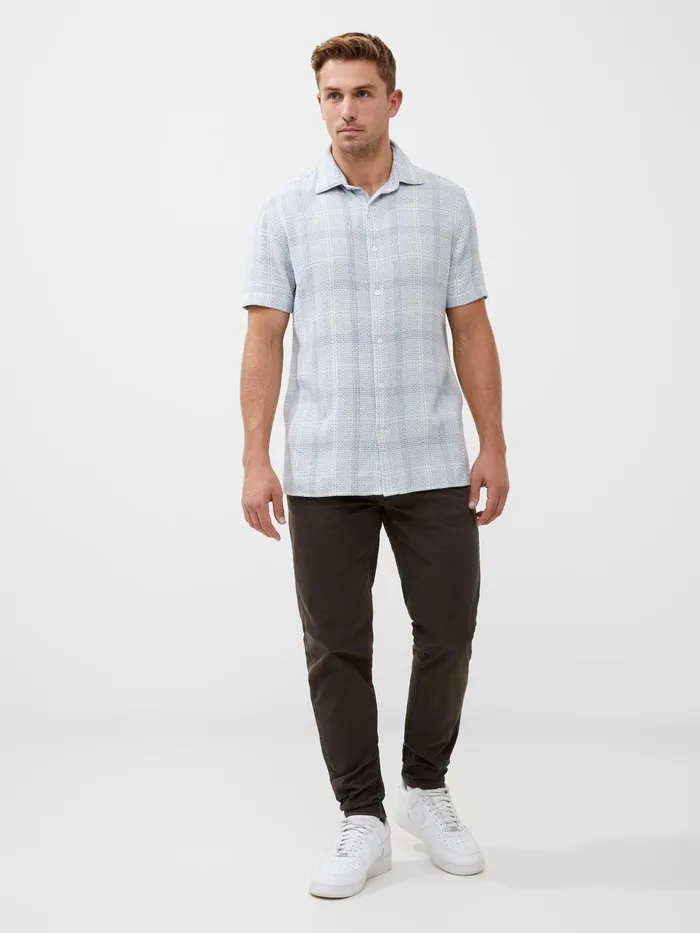 French Connection Barrow Dobby Short Sleeve Shirt Blue Combo Man Shirts