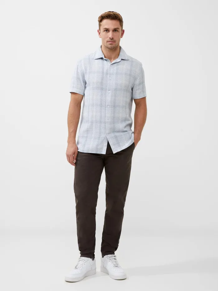 French Connection Barrow Dobby Short Sleeve Shirt Blue Combo Man Shirts