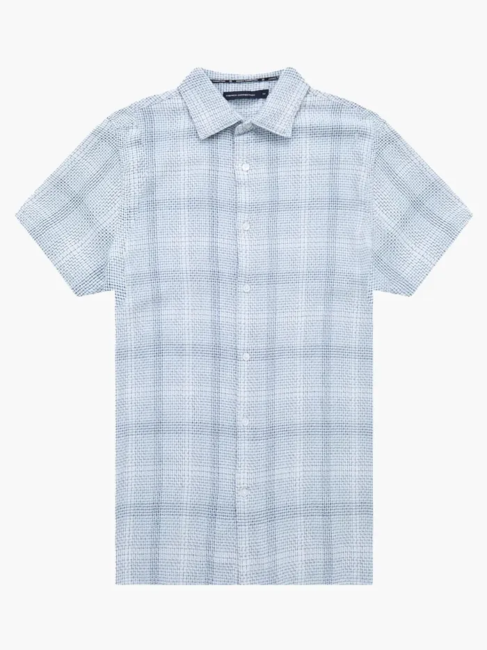 French Connection Barrow Dobby Short Sleeve Shirt Blue Combo Man Shirts