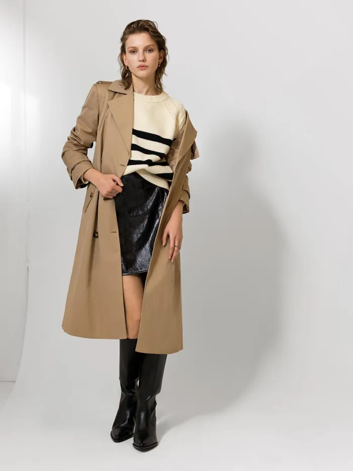 French Connection Coco Twill Trench Coat Autumn Camel Woman Coats and Jackets French Connection Coco Twill Trench Coat Autumn Camel Woman Coats and Jackets