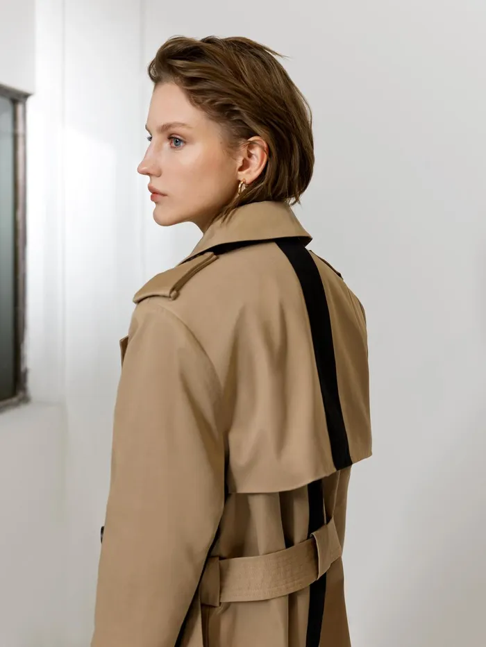 French Connection Coco Twill Trench Coat Autumn Camel Woman Coats and Jackets