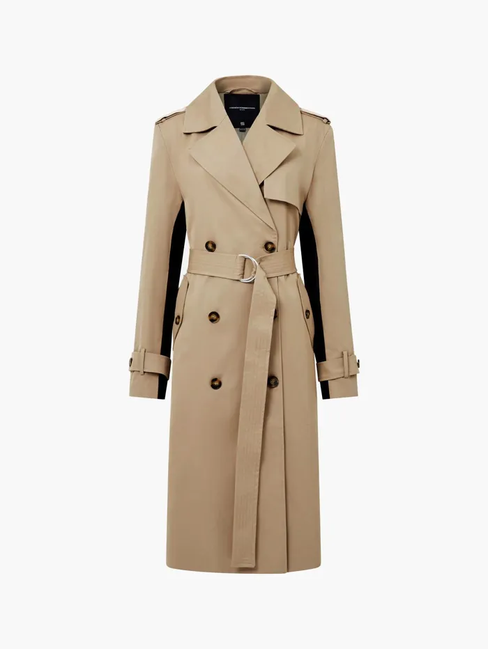 French Connection Coco Twill Trench Coat Autumn Camel Woman Coats and Jackets