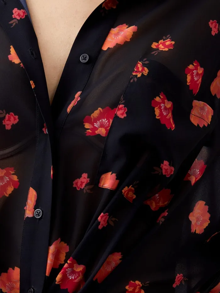 French Connection Ella Rose Twist Front Shirt Marine Multi Woman Tops