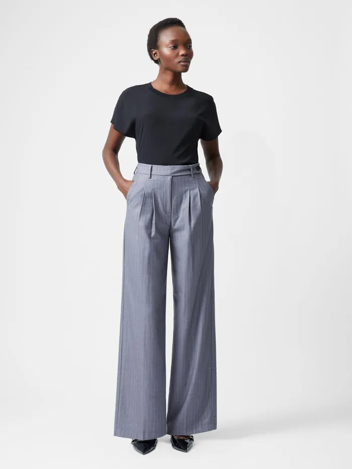 French Connection Fiorella Pinstripe Trousers Grey Woman Trousers