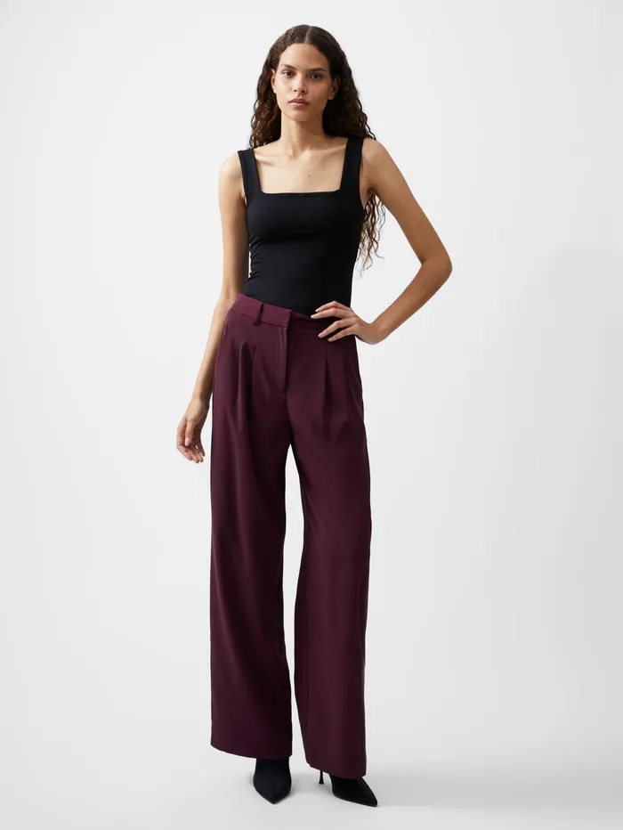 French Connection Harrie Suiting Trousers Burgundy Red Woman Trousers