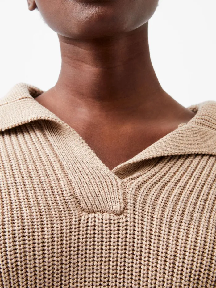 French Connection Joss Collared Jumper Camel Woman Jumpers and Cardigans