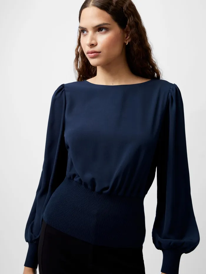 French Connection Krista Knit Slash Nk Jumper Marine Woman Jumpers and Cardigans