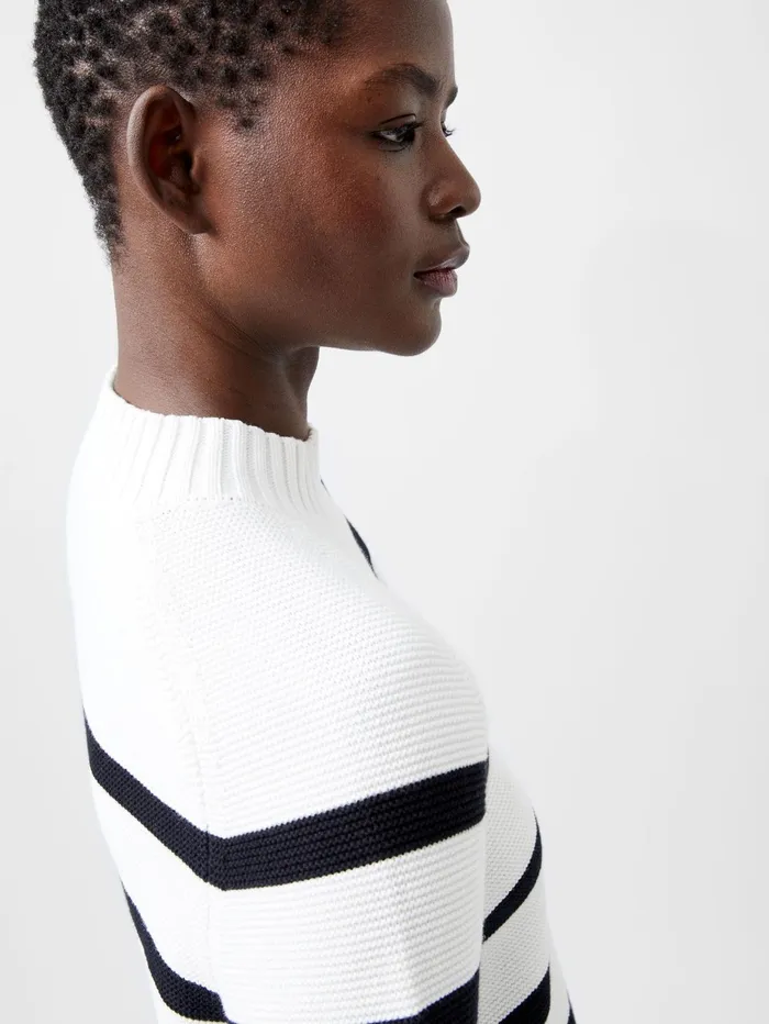 French Connection Lily Mozart Poplin Mix Top Winter WhiteMoonless Black Woman Jumpers and Cardigans