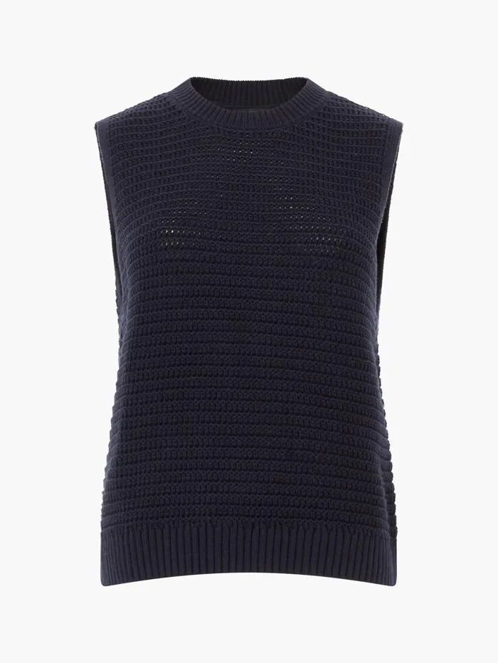 French Connection Manda Open Knit Vest Marine Woman Jumpers and Cardigans