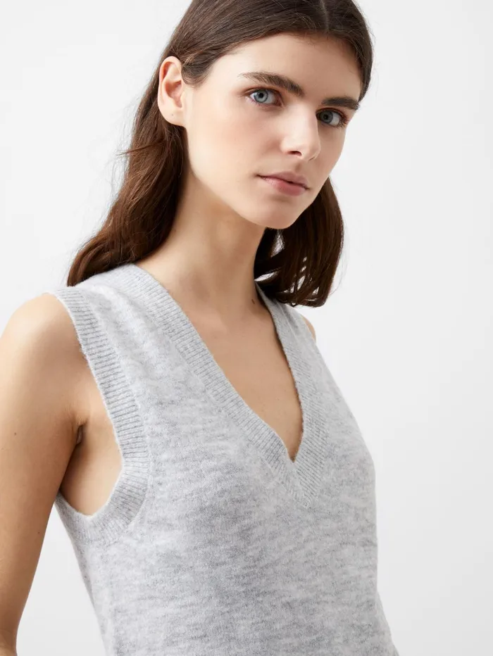 French Connection Morena Recycled Vest Dove Grey Melange Woman Jumpers and Cardigans