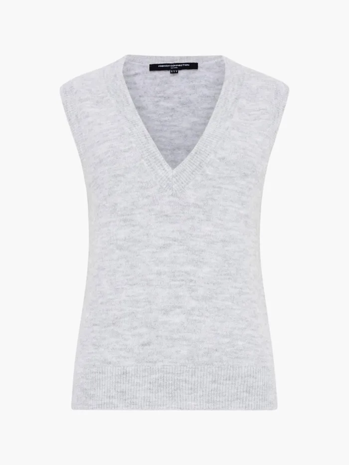 French Connection Morena Recycled Vest Dove Grey Melange Woman Jumpers and Cardigans