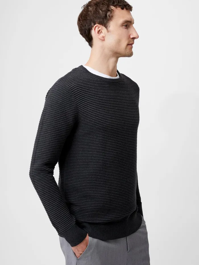French Connection Ottoman Jumper Charcoal Melange Man Knitwear