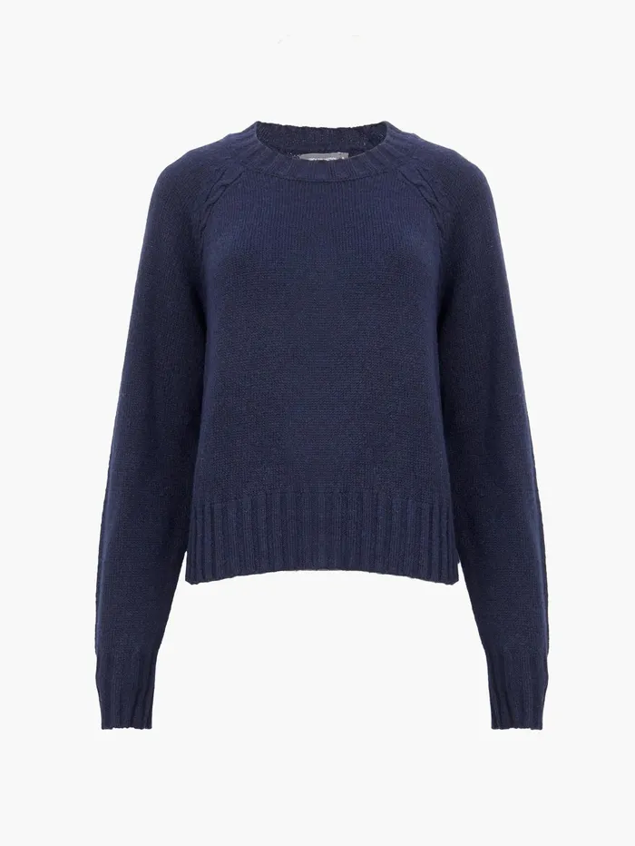 French Connection Raglan Cable Plated Jumper Midnight Woman Jumpers and Cardigans