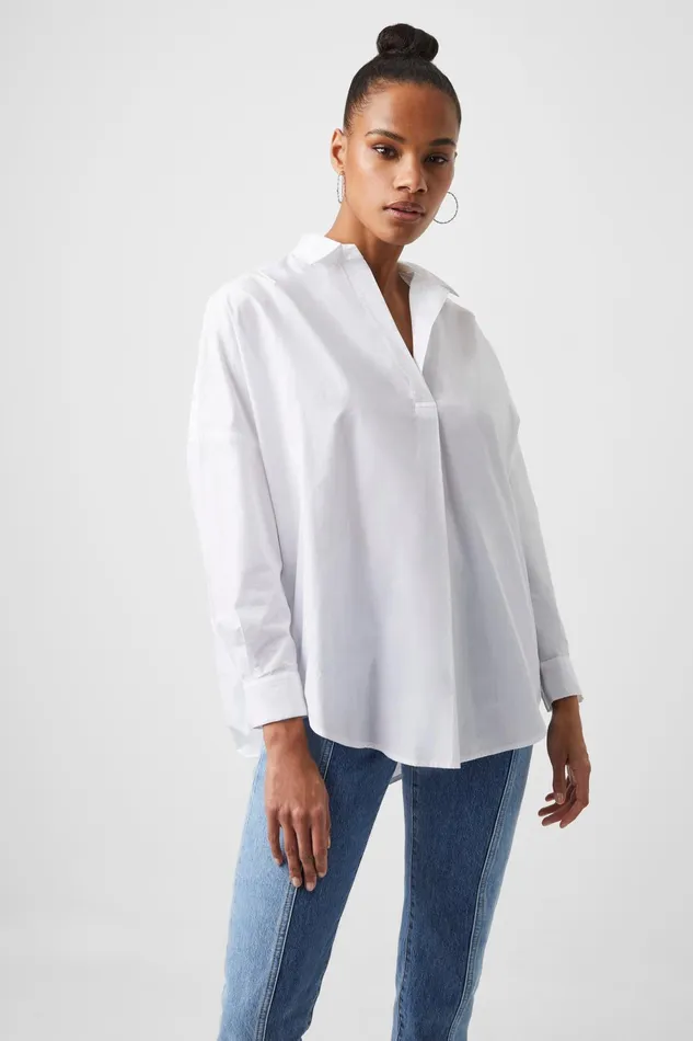 French Connection Rhodes Poplin Popover Shirt Woman Shirts