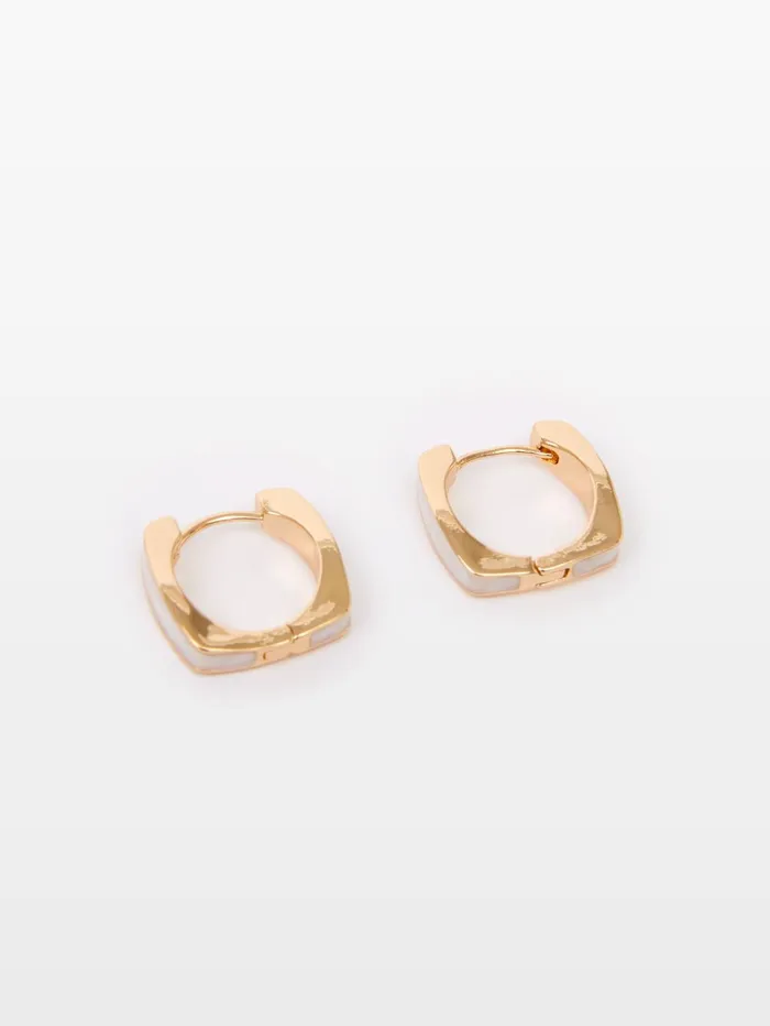 French Connection Square Huggie Hoop Earrings WhiteGold Woman Jewellery