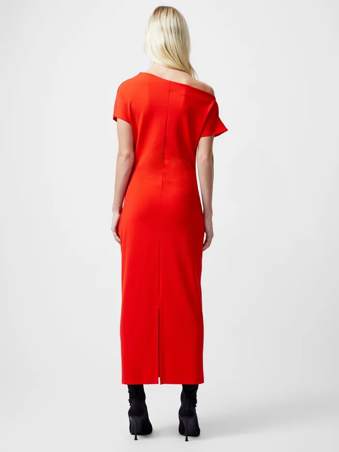 French Connection Valetta Gathered Off Shoulder Midi Dress Scarlet Red Woman Dresses