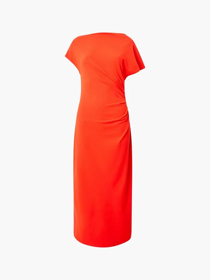 French Connection Valetta Gathered Off Shoulder Midi Dress Scarlet Red Woman Dresses
