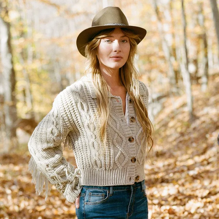 Fringe Jackets Women Stetson Cream Fringed Cardigan Tan