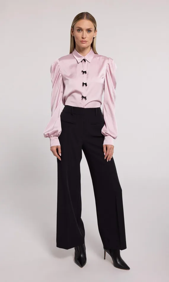 Generation Love Clothing Arly Bow Blouse Powder Pinkblack Women Tops