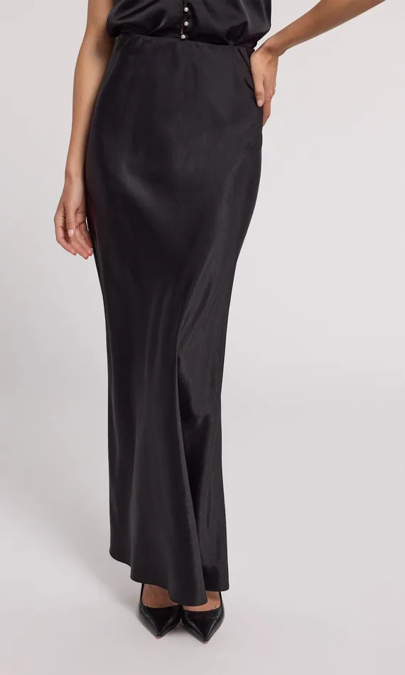 Generation Love Clothing Nolia Satin Skirt Black Women Skirts