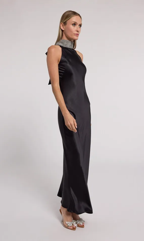 Generation Love Clothing Riella Crystal Halter Maxi Dress Blackclear Women Dresses