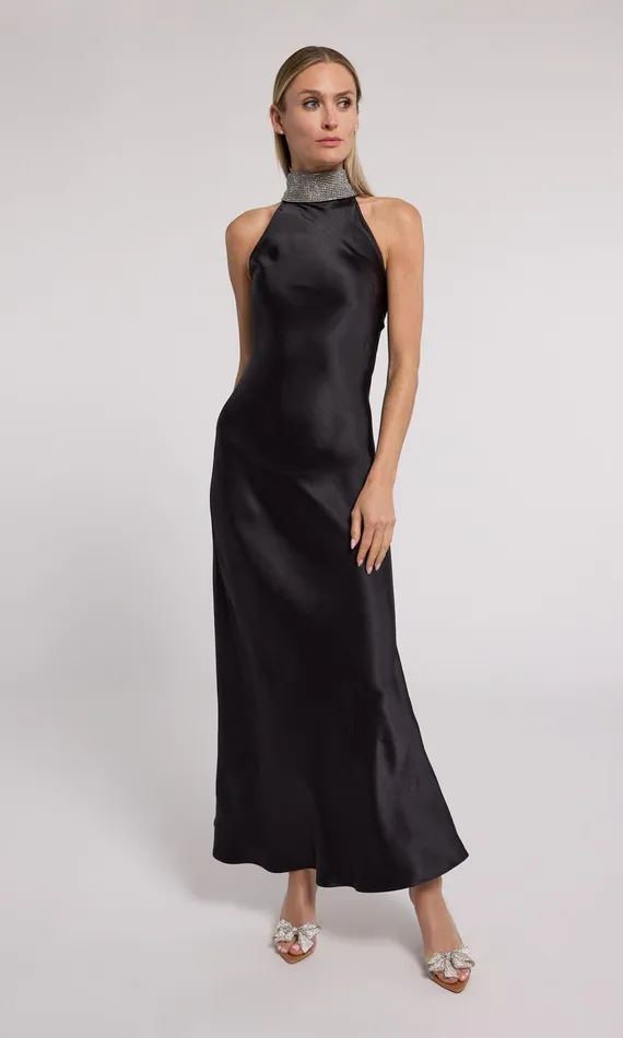 Generation Love Clothing Riella Crystal Halter Maxi Dress Blackclear Women Dresses