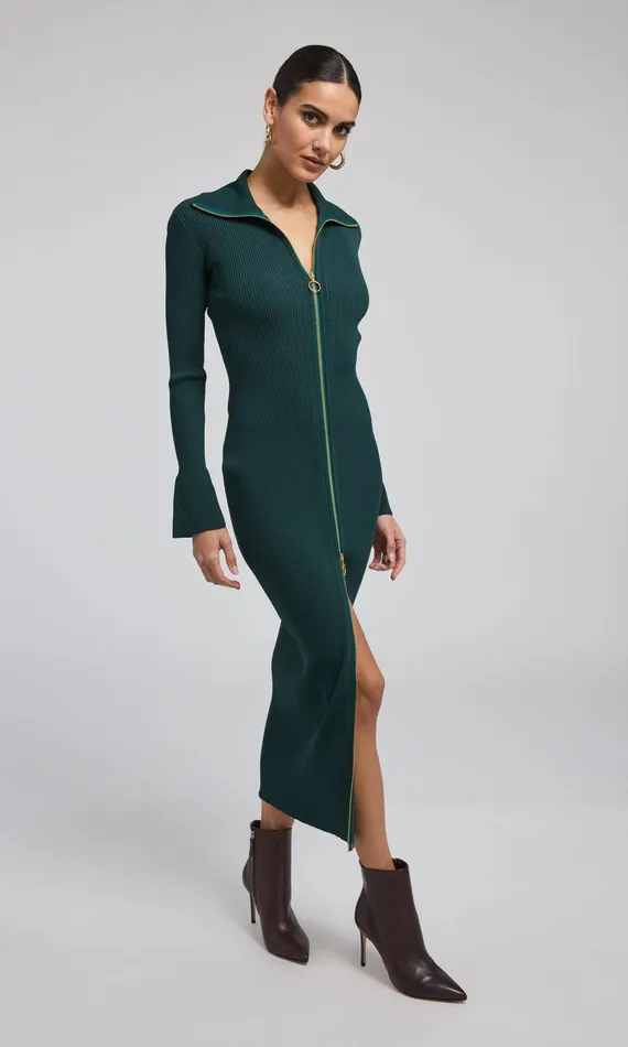 Generation Love Clothing Saylor Rib Dress Hunter Green Women Dresses