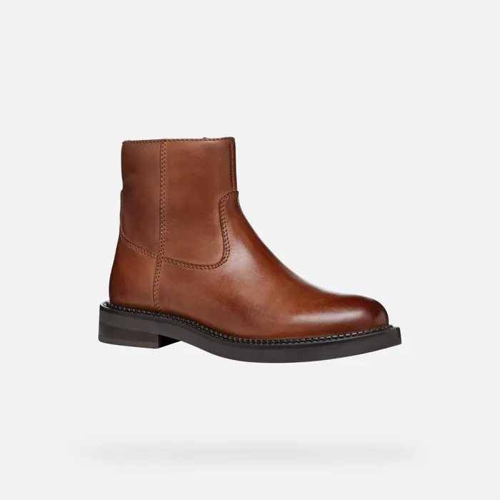 Geox Ankle Boots SERILDA WOMAN Light Brown Low Heel Ankle Boots Light Brown 8211 Woman