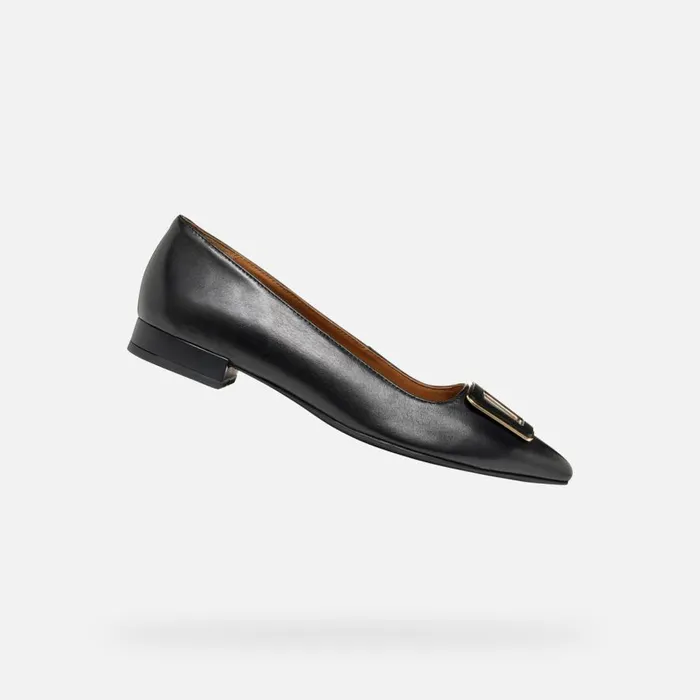 Geox Ballerinas CHARYSSA WOMAN Black Leather Ballerina Flats Black 8211 Woman