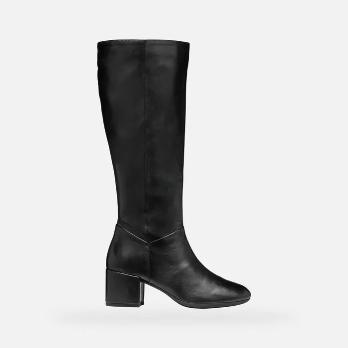 Geox Boots ELEANA WOMAN Black Leather Boots Black 8211 Woman