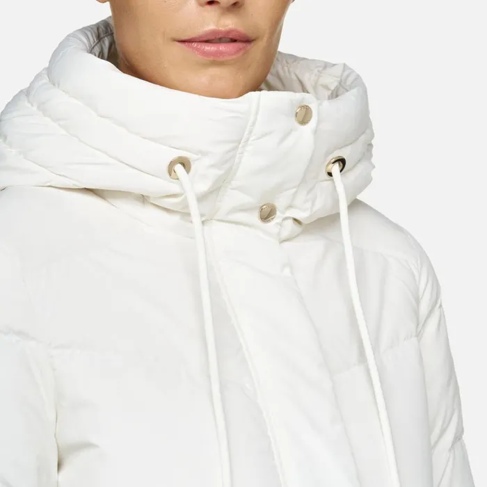 Geox Down Jackets DALYLA WOMAN Blanc De Blanc Fulllength Quilted Coat Blanc De Blanc 8211 Woman