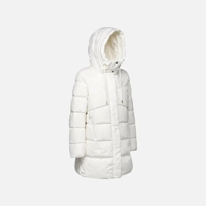 Geox Down Jackets DALYLA WOMAN Blanc De Blanc Fulllength Quilted Coat Blanc De Blanc 8211 Woman