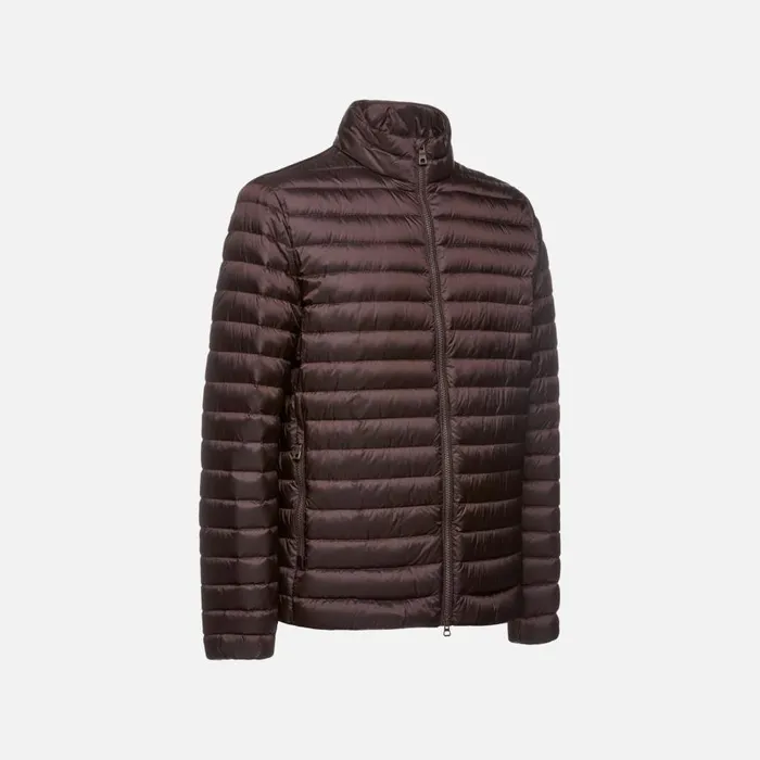 Geox Down Jackets WARRENS MAN Chocolate Plum Short Down Jacket Chocolate Plum 8211 Man