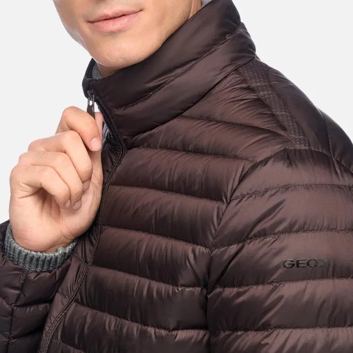 Geox Down Jackets WARRENS MAN Chocolate Plum Short Down Jacket Chocolate Plum 8211 Man